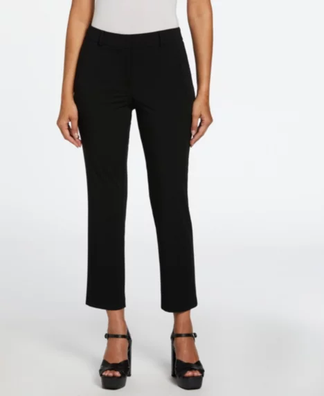 Petite Classic Fit Clean Straight Leg Ankle Pants - Black