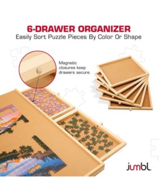 2000-Piece Puzzle Board with Drawers, Lazy Susan & Cover - Rotating Wooden Jigsaw Puzzle Table