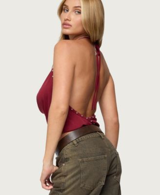 Women's Irina Stud Cowl Neck Halter Top