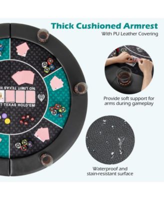 48-Inch Foldable Poker Table Top for 6 Players with Cup Holders and Carry Bag