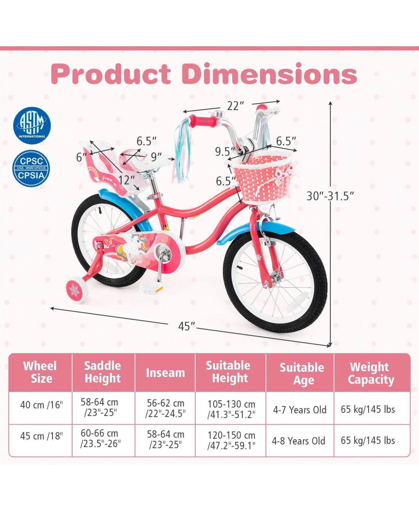 Детская игрушка HONGGE 16-Inch Girls Bike with Training Wheels and Doll Seat, Ages 4–7, цвет: Розовый — фото 3