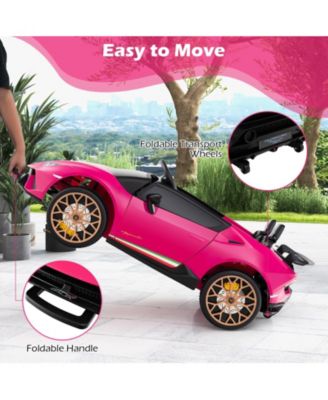 24V Licensed Lamborghini 2-Seater Ride-On Car with Music, Lights, and Remote - Pink