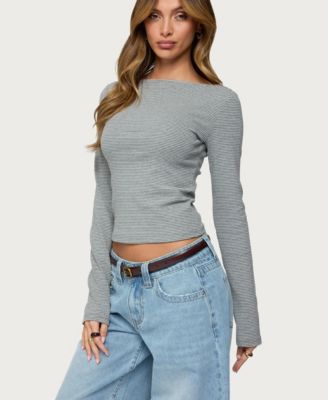 Women's Loria Striped Boat Neck Top