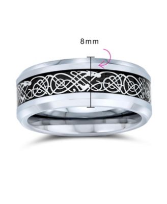 Two-Tone Celtic Dragon Knot Carbon Fiber Inlay Band Ring 8MM Titanium