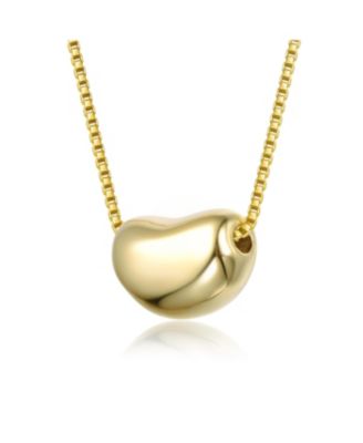 14K Gold Plated Bean Shaped Pendant Necklace