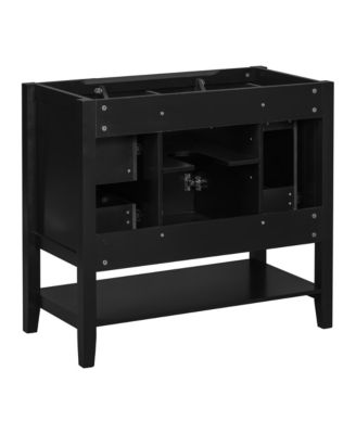 36 Inch Bathroom Vanity without Sink Black Cabinet Base Only One Cabinet and Three Drawers Freestanding Storage Organizer