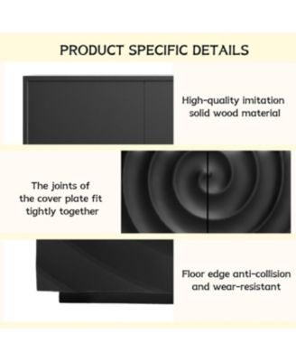 Buffet Cabinet with Storage, 4 Doors Modern Accent Sideboard, 59" Wide (Black)