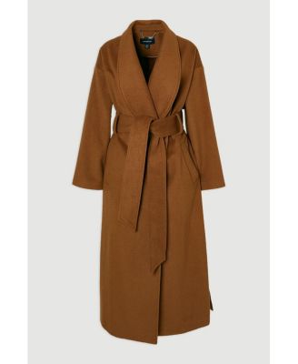 Women's Brushed Wool Wrap Tailored Maxi Coat
