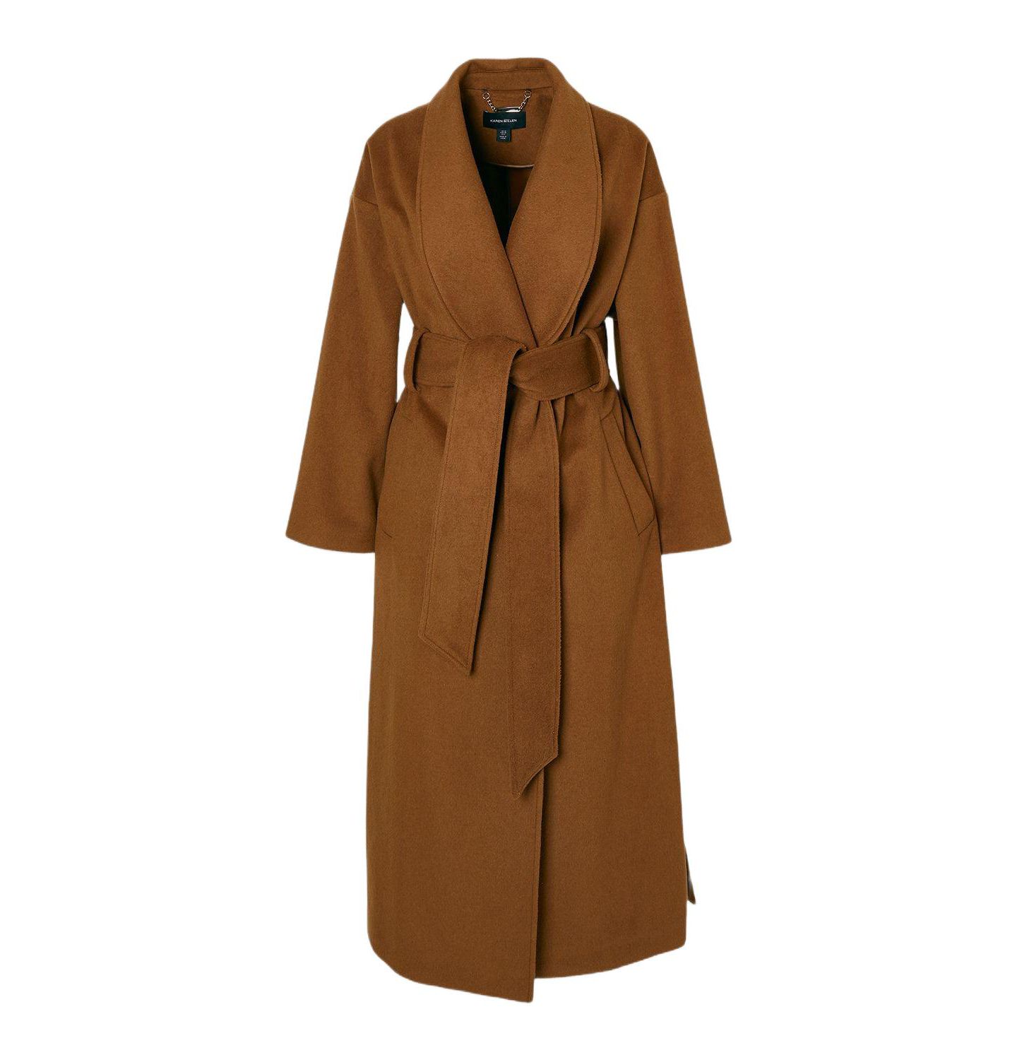 Женское пальто Karen Millen Brushed Wool Wrap Tailored Maxi, цвет: Верблюжий — фото 2