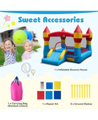 3-in-1 Kids Bounce House with Slide, Basketball Hoop, and Large Jump Area (No Blower)