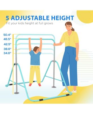 Folding Gymnastics Bar for Kids, Adjustable Height, Bubble Gum