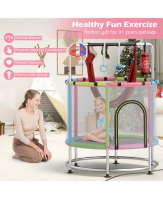 55-Inch Kids Trampoline with Safety Net for Ages 3–6