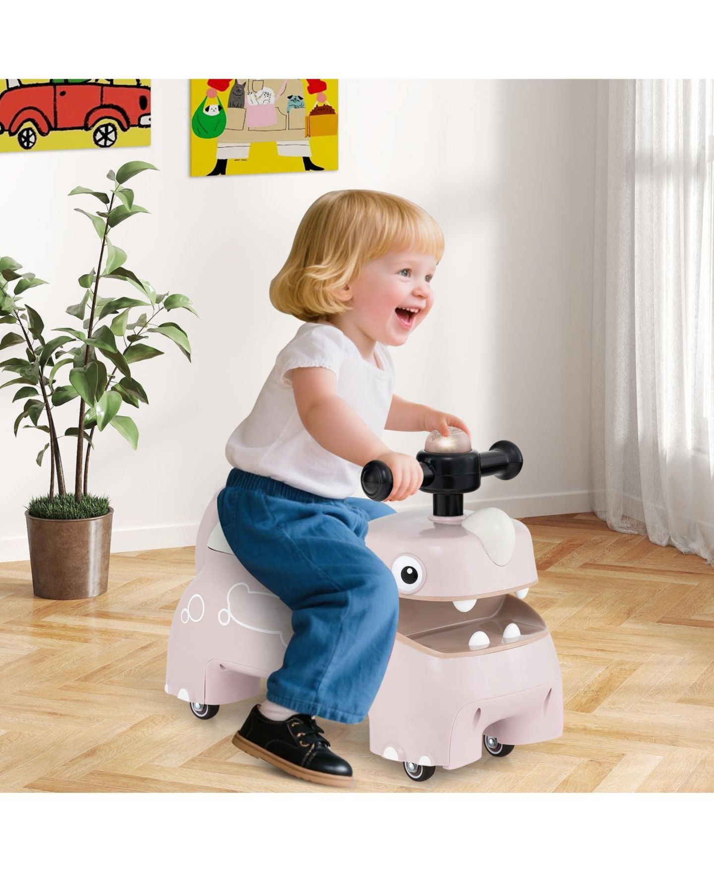 Детская игрушка HONGGE Toddler Ride-On Sliding Car with Lights and Music, Ages 18 Months+, цвет: Розовый — фото 10