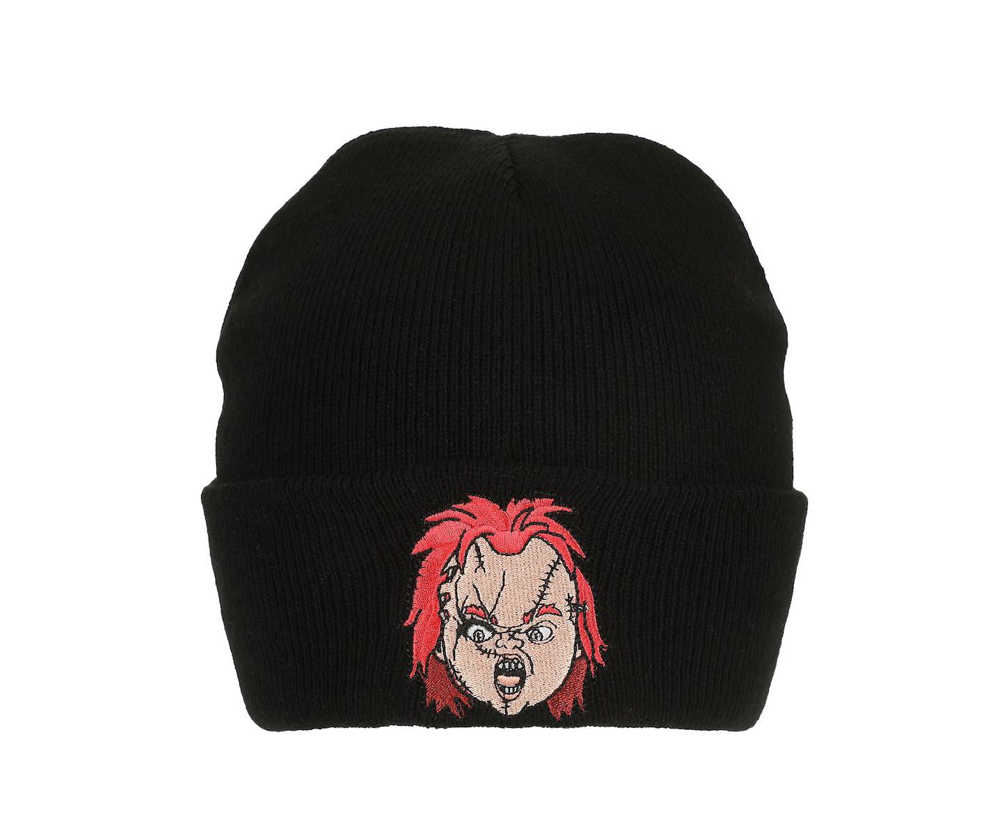 Мужская шапка Chucky Embroidery Black Acrylic Knit Standard Cuff Beanie, цвет: Чёрный — фото 1