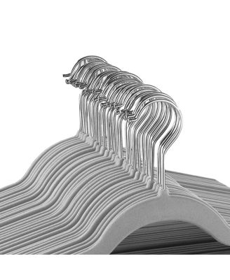 Home Velvet Slim Profile Heavy Duty Felt Hangers with Stainless Steel Swivel Hooks, Set of 30