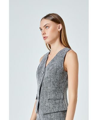 Women's Multi Tweed Buttoned Vest