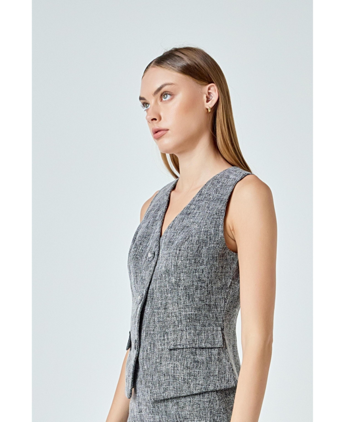 endless rose Women's Multi Tweed Buttoned Vest