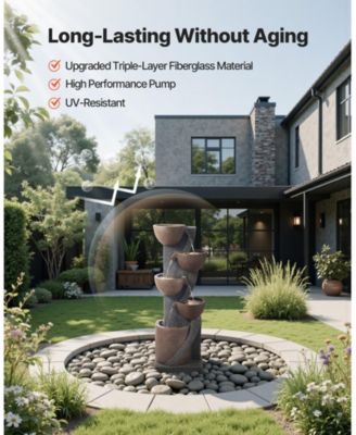Outdoor 5-Tier Jar-Shaped Water Fountain for Garden or Patio