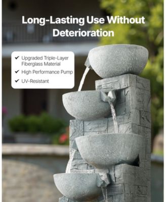 Outdoor 5-Tier Bowl-Shaped Water Fountain for Garden or Patio