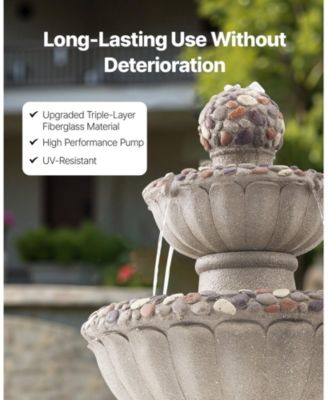 Outdoor 2-Tier Rock Base Water Fountain for Garden or Patio
