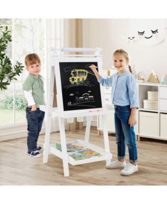 3-in-1 Kids Art Easel with Chalkboard, Magnetic Whiteboard, and Paper Roll