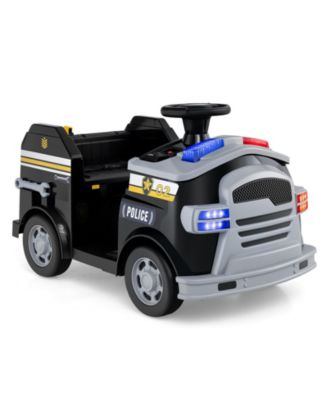 12V Ride-On Fire Truck Toy Car with Shovel, Wrench, and Siren Sounds - Black