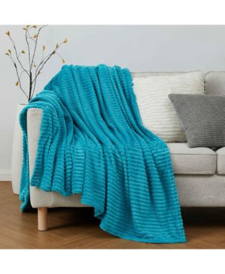 Ultra Soft & Light Ribbed Fleece Blanket - Throw/Travel 50"x60"