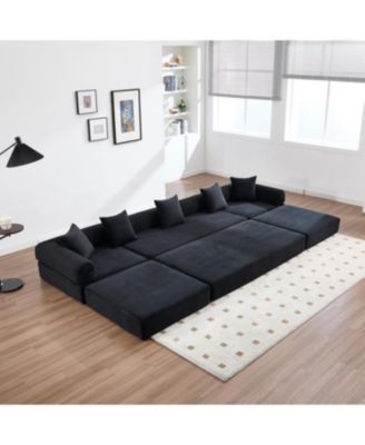 Convertible Folding Sofa Bed with Pillow Back Handrail and Memory Foam