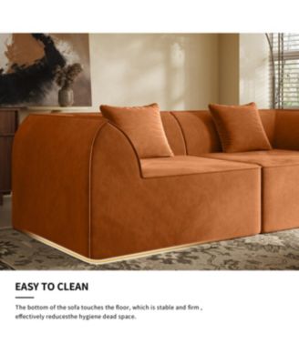 Compressed Memory Foam Sofa with Pillow 2-Seater Lounger Daybed, Orange