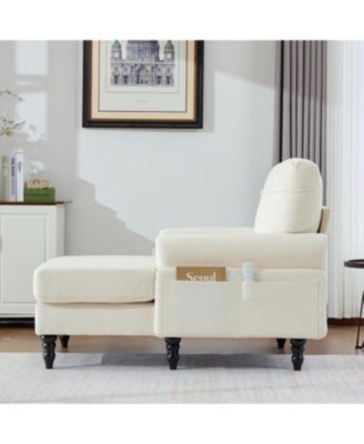 Modern Minimalist Chenille Chaise Lounge Recliner Sofa with Armrests & Storage