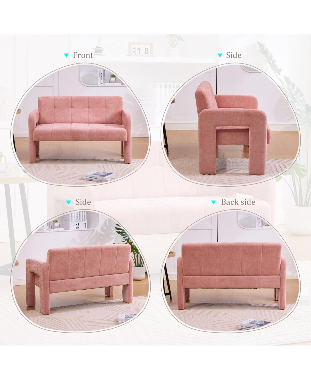 Streamdale Furniture Nordic Modern Double Armchair Sofa for Living Room & Bedroom