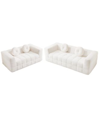 Modern Boneless Couch with Two Circular Throw Pillows
