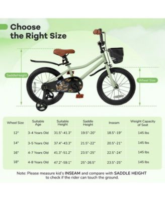 16-Inch Kids Bike with Adjustable Seat and Training Wheels for Ages 4–7 - Green