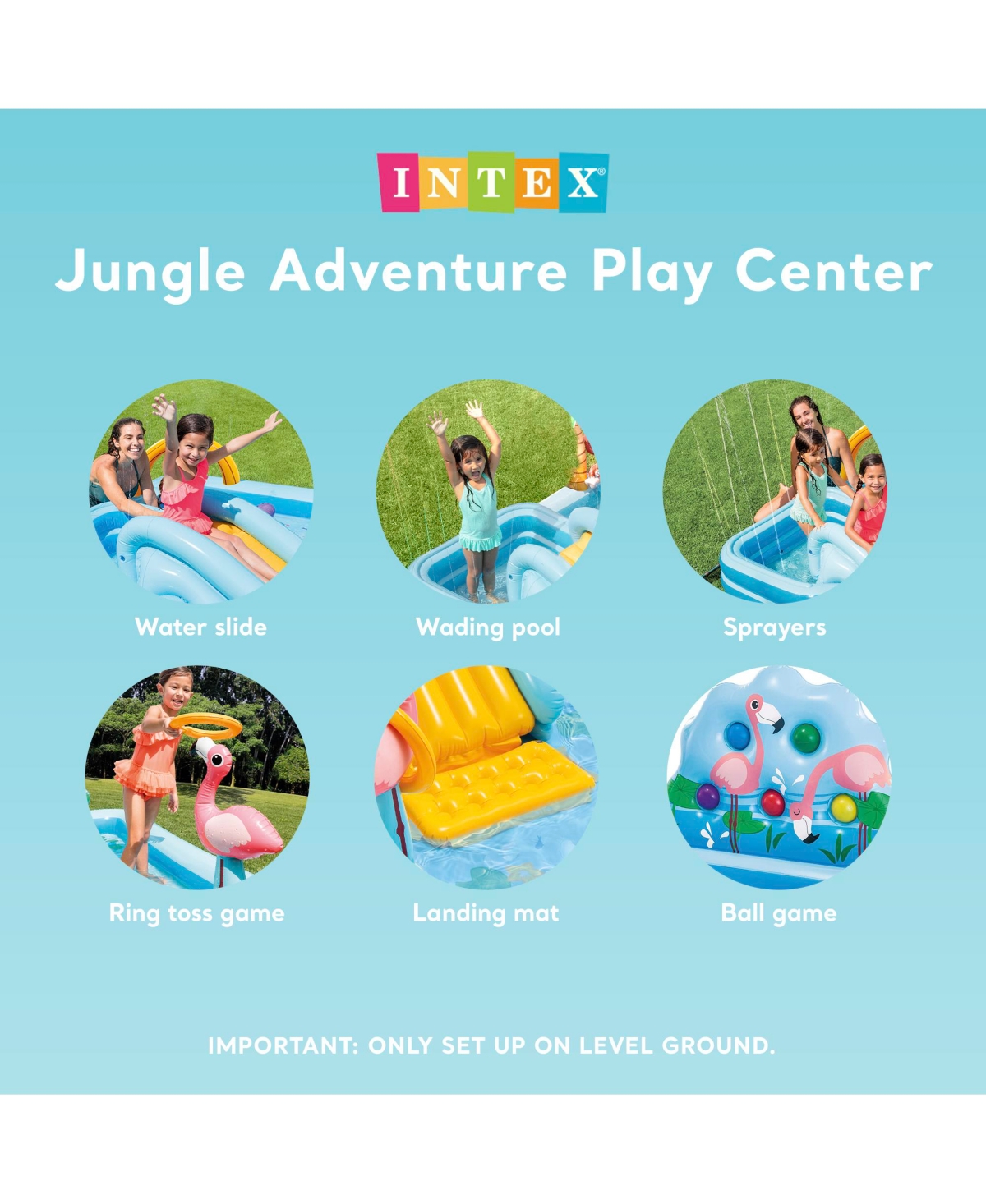 Intex Inflatable Jungle Adventure Play Center & Plastic Fun Ballz, 100 Pack