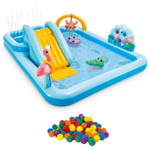 Детские игрушки Intex Jungle Adventure Inflatable Play Center with Water Slide and 100-Pack Plastic Balls, Ages 2+