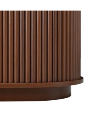 Farmhouse Black Wooden TV Stand with Sliding Tambour Door & Golden Handle