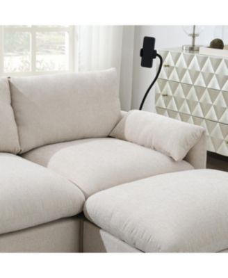 Streamdale 96.5" L-Shaped Chenille Sectional Sofa w/ Storage Ottoman & USB Charger