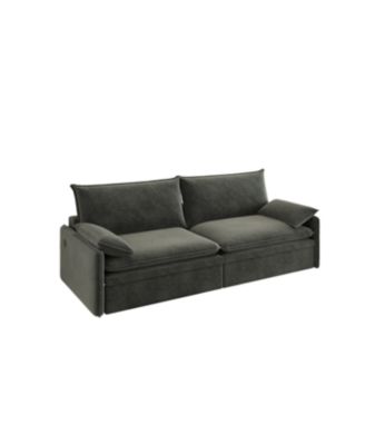 Streamdale 4-Seat Chenille Convertible Sleeper Sofa with Storage & USB, Dark Grey