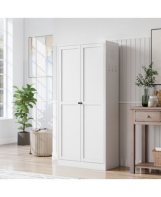 Streamdale 61" White Metal Kitchen Pantry Cabinet with 4 Adjustable Shelves