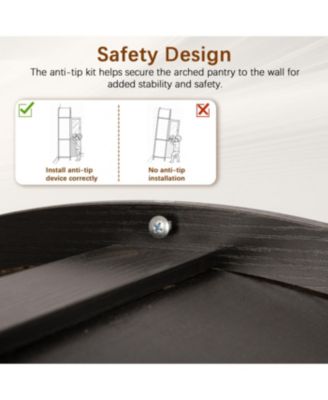 Streamdale 71" Arched Kitchen Pantry Cabinet with Glass Door, Black