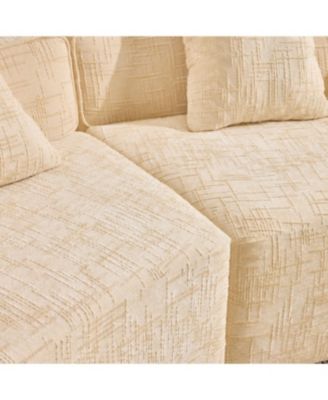 Streamdale Beige Curved Sofa, Nordic-style Design for Living Room, Comfortable & Soft