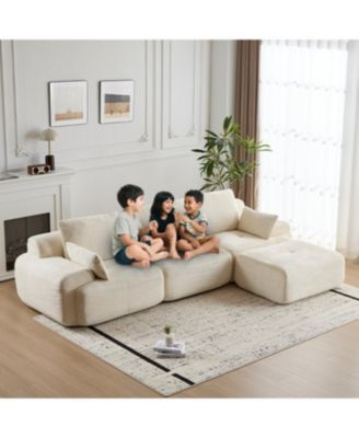 Streamdale Modern Memory Foam Compressed Sofa, Large Sectional Couch, Pet-Friendly, Beige