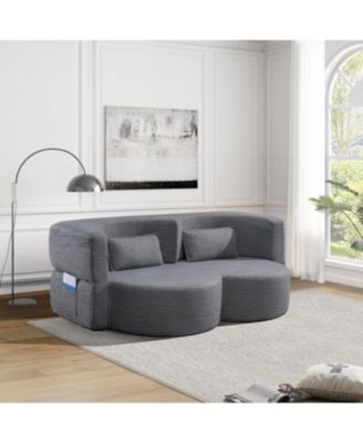 Streamdale Gray Teddy Bear Fabric Folding Sofa Bed Sleeper Futon