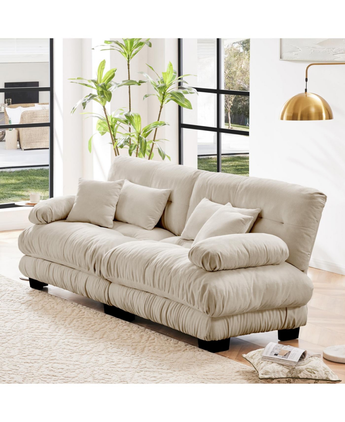 Streamdale Furniture Streamdale Cloud Couch 2 Seater Sofa, Chenille Light Coffee