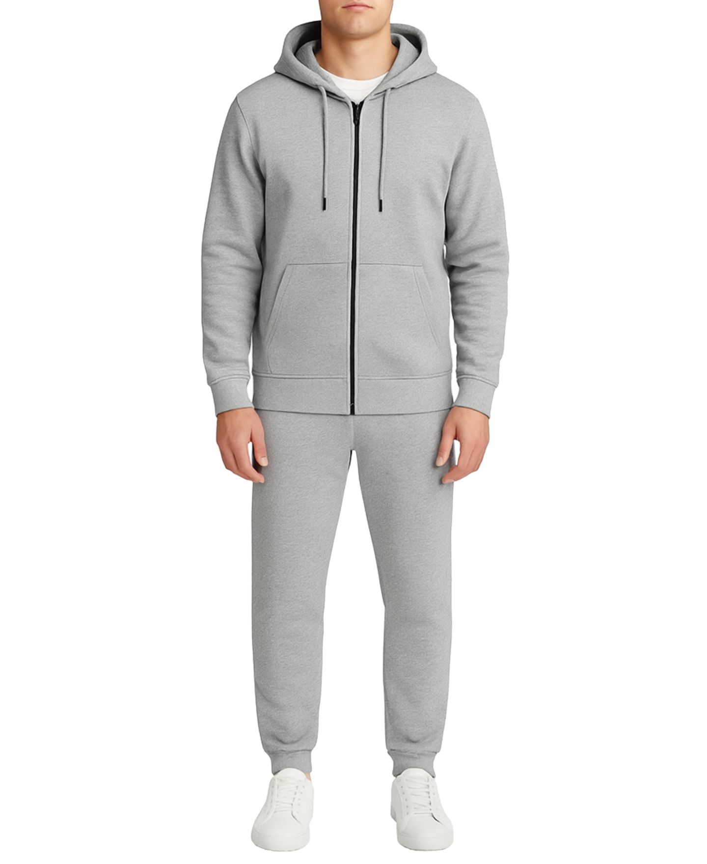 Мужские топы Blu Rock 2-Piece Fleece Lined Full-Zip Hoodie and Fleece Jogger Sweatpants Set, 2-Pack, цвет: Чёрный / Меланжевый серый — фото 3