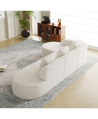 Streamdale L-shaped curved modular sofa, modern lychee-textured polyester, curved backrest with 3 pillows