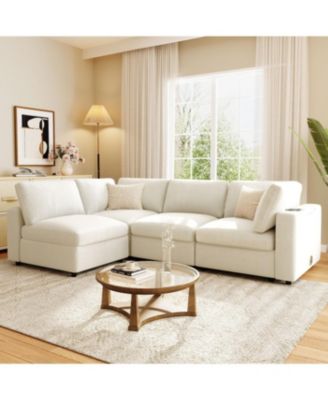 Upholstered Modular Sofa with Storage, USB, Wireless Charging & Bluetooth Speaker