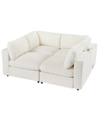 Upholstered Modular Sofa with Storage, USB, Wireless Charging & Bluetooth Speaker