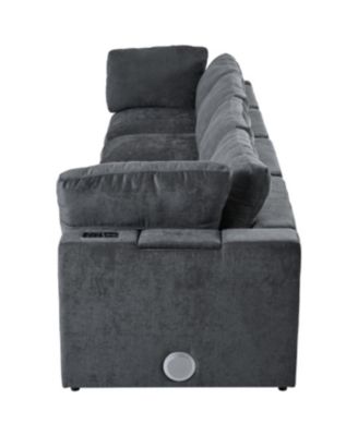 Upholstered Modular Sofa with Storage, USB, Wireless Charging & Bluetooth Speaker