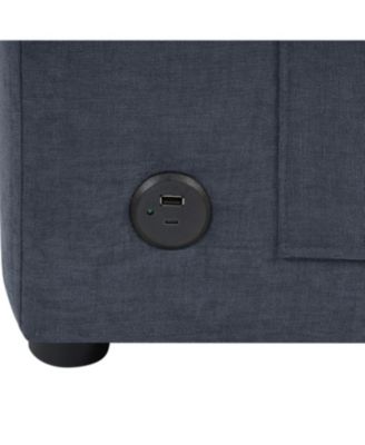 Streamdale Modern L-shaped Sofa Couch with Curved Chaise, USB & Storage, Blue